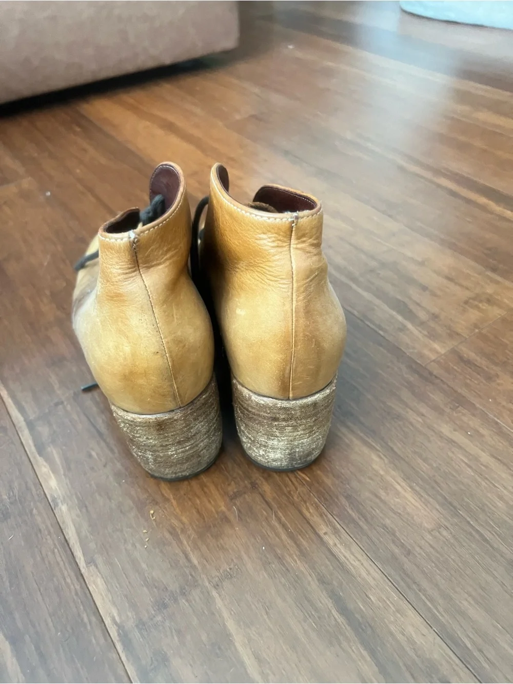 Patricia Nash Tan and Black Leather Ankle Boots